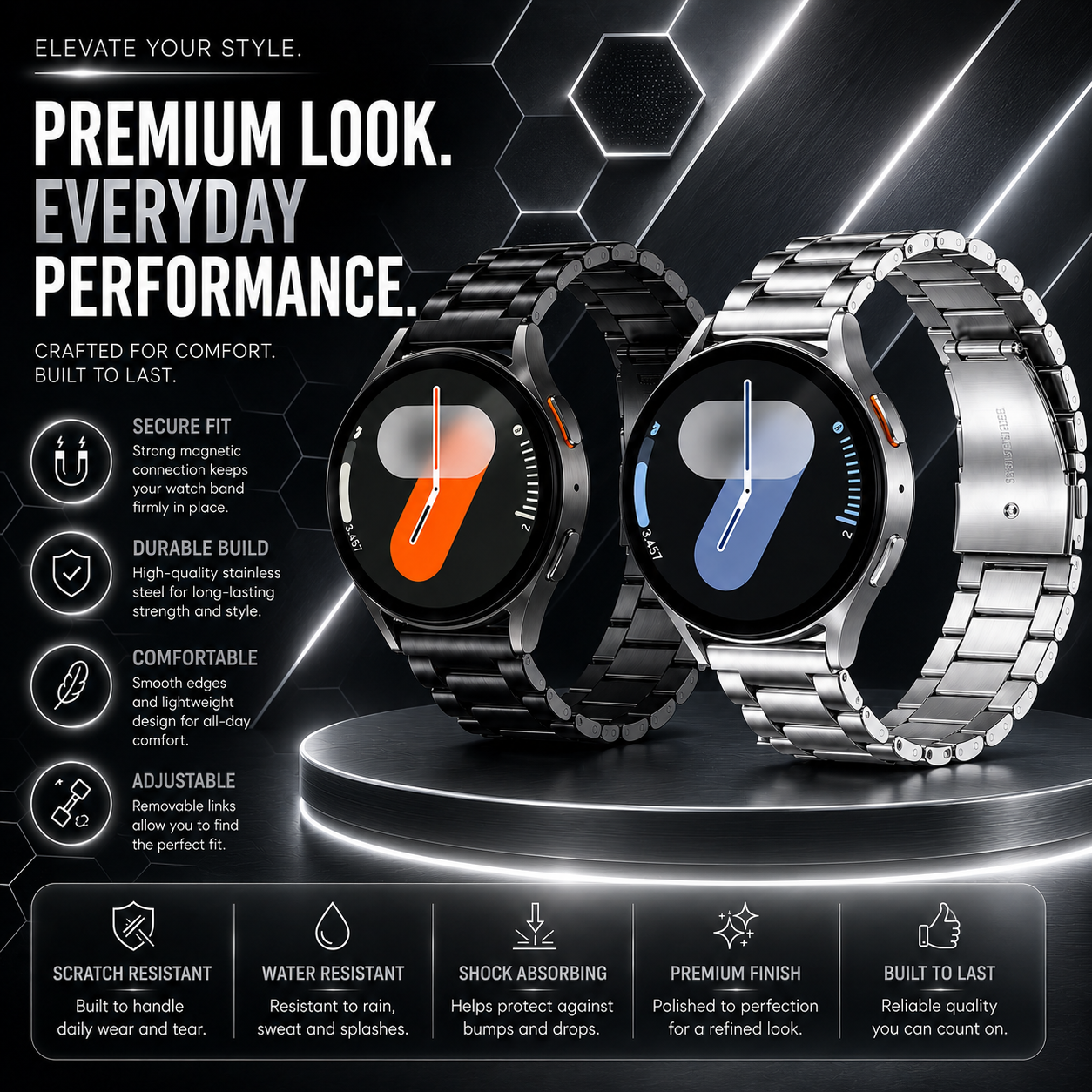 Stainless Steel Band Compatible with Samsung Watch