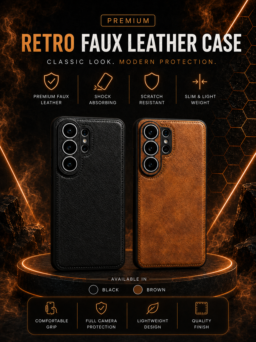 Retro Leather Case Compatible with Samsung