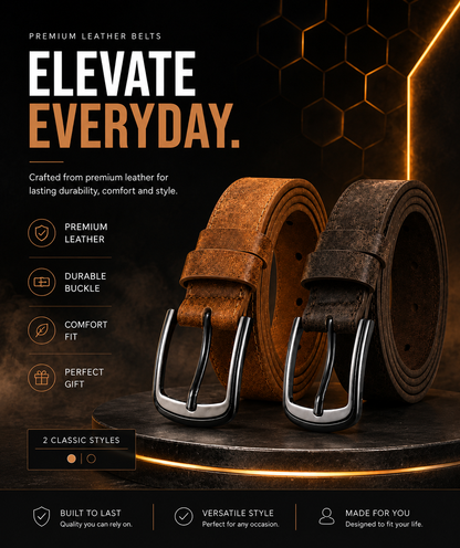 Leather Men’s Wide Buckle Belt