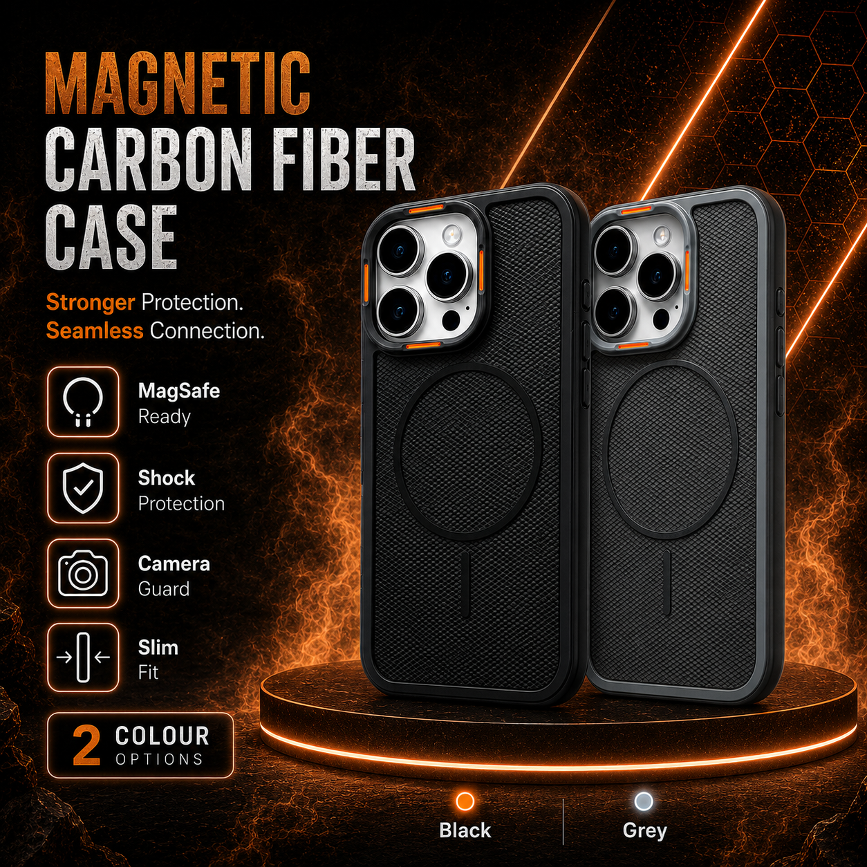 Magnetic Carbon Fiber Case Compatible with iPhone