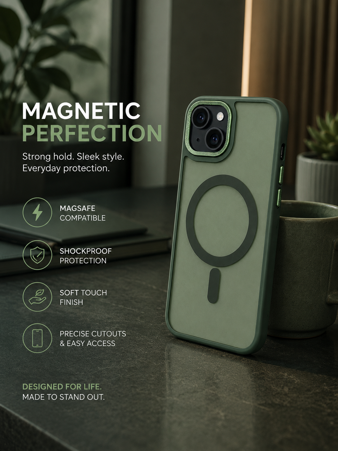 ZenoX Army Green Frosted MagSafe Phone Case