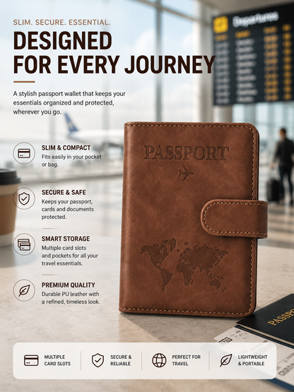 ZenoX Vintage Walnut Travel Passport Wallet