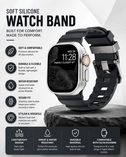 ZenoX Charcoal Soft Silicone Watch Band