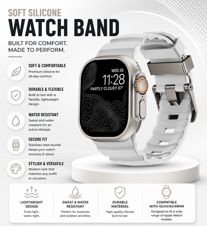 ZenoX Light Gray Soft Silicone Watch Band