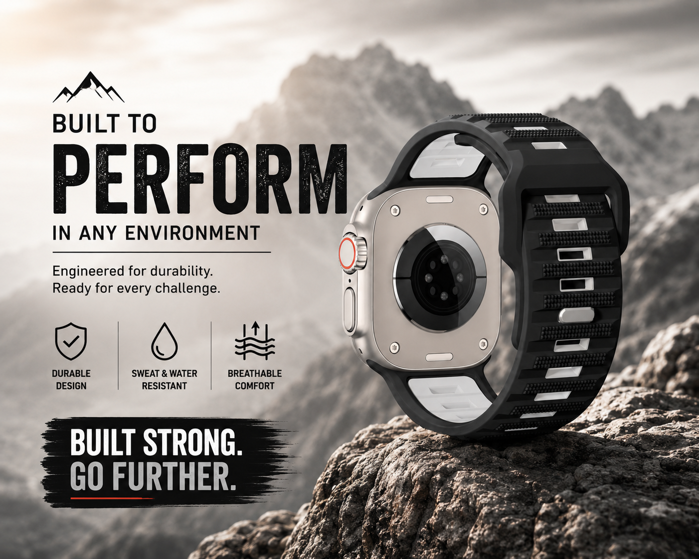 ZenoX Black Rugged Sport Watch Strap